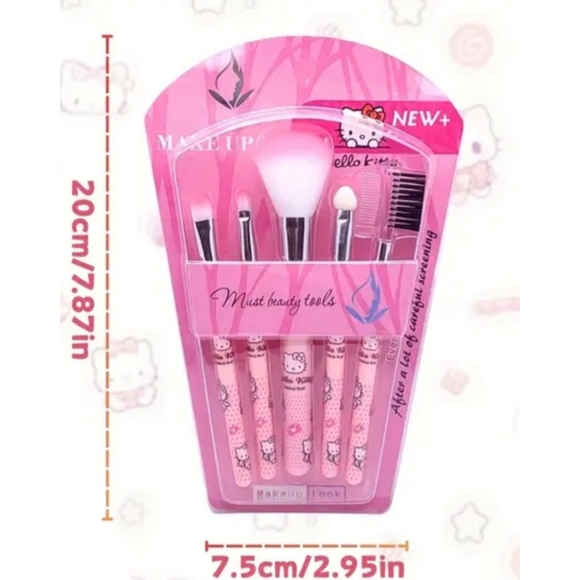 HELLO KITTY Limited Edition 5pc Vegan Makeup Brushes W/Hello Kitty Headband - Picture 5 of 9
